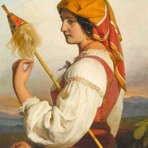 Friedrich von Amerling İplik Eğiren İtalyan Kız Kanvas Tablo