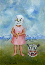 Frida Kahlo Ölüm Maskeli Kız (Girl with Death Mask) Kanvas Tablo