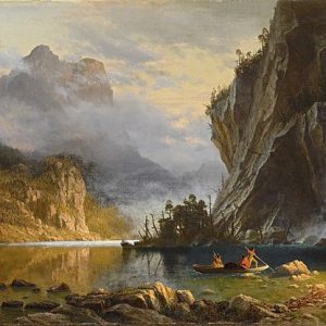 Albert Bierstadt Kızılderililerin Mızrakla Balık Avı Kanvas Tablo