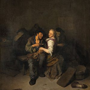 Cornelis Pietersz Bega Tavernada Genç Çift Kanvas Tablo