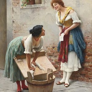 Eugene von Blaas Havadisleri Paylaşma Kanvas Tablo