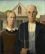 Grant Wood Amerikan Gotiği Kanvas Tablo