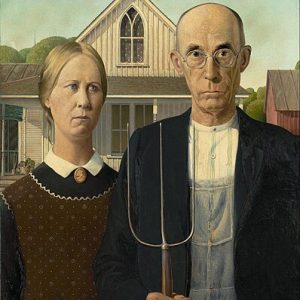 Grant Wood Amerikan Gotiği Kanvas Tablo