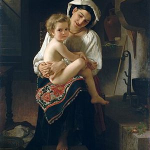 William Adolphe Bouguereau Çocuğuna Bakan Genç Anne Kanvas Tablo
