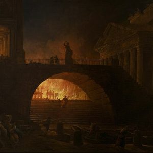 Hubert Robert The Fire of Rome Kanvas Tablo
