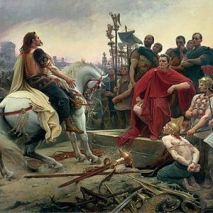 Lionel Royer Vercingetorix Throws Down His Arms at the Feet of Julius Caesar Kanvas Tablo