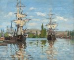 Claude Monet Rouen'de Seine Nehri Üzerindeki Gemiler Kanvas Tablo