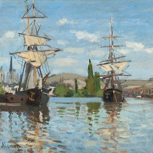 Claude Monet Rouen'de Seine Nehri Üzerindeki Gemiler Kanvas Tablo