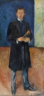 Edvard Munch Fırçalarla Otoportre Kanvas Tablo