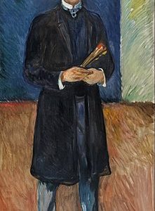 Edvard Munch Fırçalarla Otoportre Kanvas Tablo