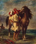 Eugène Delacroix Arap Atını Eyerliyor Kanvas Tablo