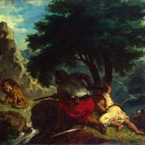Eugène Delacroix Fas'ta Aslan Avı Kanvas Tablo