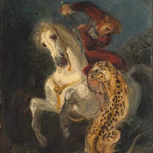 Eugène Delacroix Jaguar Tarafından Saldırıya Uğrayan Binici Kanvas Tablo