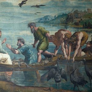 Raphael Balıkların Mucizevi Taslağı Kanvas Tablo