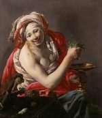 Hendrick ter Brugghen Maymunlu Bacchante Kanvas Tablo