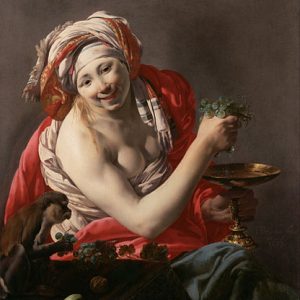 Hendrick ter Brugghen Maymunlu Bacchante Kanvas Tablo