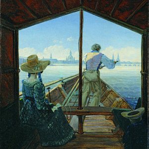 Carl Gustav Carus Elbe'de Sabah Kanvas Tablo