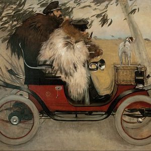 Ramon Casas Ramon Casas ve Pere Romeu Otomobilde Kanvas Tablo