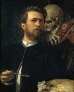 Arnold Boecklin Self-Portrait with Death Playing the Fiddle Kanvas Tablo