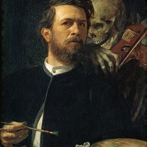 Arnold Boecklin Self-Portrait with Death Playing the Fiddle Kanvas Tablo