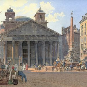 Jakob Alt Roma'daki Pantheon ve Piazza della Rotonda Kanvas Tablo
