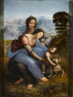 Leonardo da Vinci Meryem Çocuk İsa ve Anna Kanvas Tablo