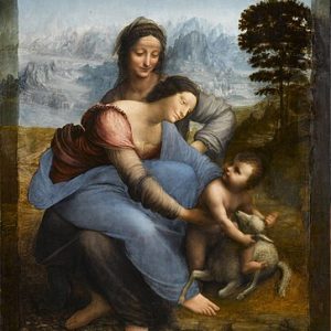 Leonardo da Vinci Meryem Çocuk İsa ve Anna Kanvas Tablo