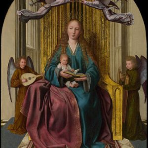 Quentin Matsys Tahtta Oturan Bakire ve Çocuk Dört Melekle Kanvas Tablo