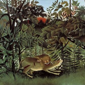 Henri Rousseau Aç Aslan Bir Antilopa Saldırıyor Kanvas Tablo
