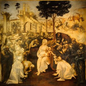 Leonardo da Vinci Magi'nin Hayranlığı Kanvas Tablo