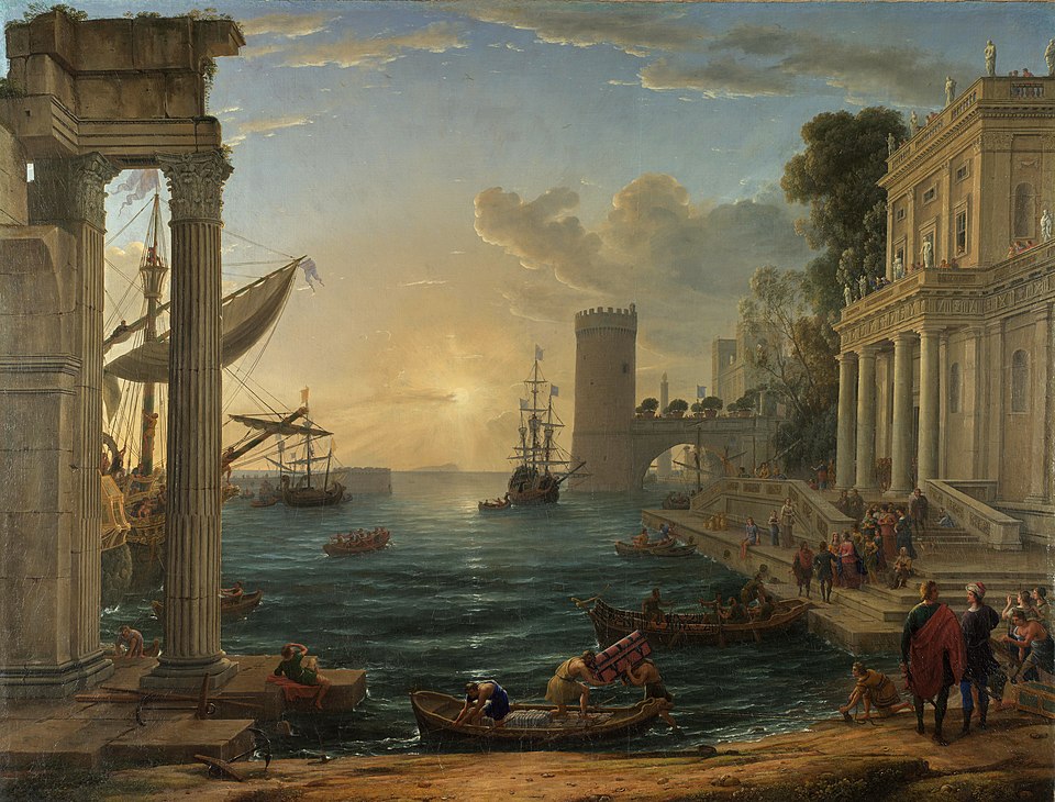 Claude Lorrain Kraliçe Sheba'nın Gemiye Binişi Kanvas Tablo