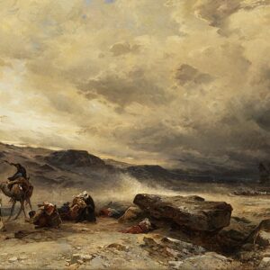 Hermann Corrodi Karavan Kum Fırtınasında Kanvas Tablo